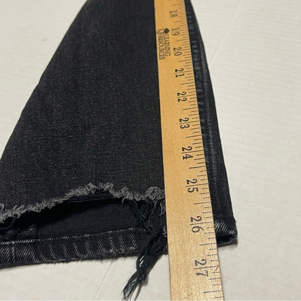 Abercrombie Fitch The Mom High Rise Distressed Jeans Sz 27x26 Black Grunge - Picture 7 of 8